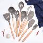 JunbosiKitchenware Handle Silicone Cooking Spoon Shovel 9 Piece Set Nonstick Cookware High Temperature Silicone Kitchenware Set Silicone Shovel