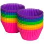 Pantry Elements Silicone Cupcake Baking Cups Liners, 24 Pack Vibrant Silicone Molds Muffin Liners Cups with Bonus Screw Top Storage Jar