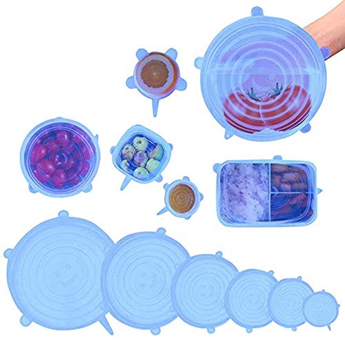 Silicone Lids Upgraded Stretch Lids Reusable Food Cover Lids Smiling Silicone Stretch Lids Food Saver for Bowls and Storage Containers(6 Pack)