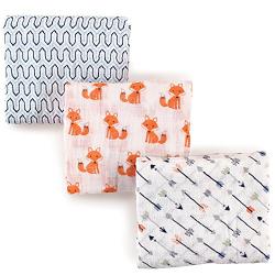 Hudson Baby Unisex Baby Muslin Swaddle Blankets, Foxes 3 Pack, One Size