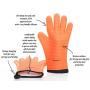 No.1 Set of Silicone Smoker Oven Gloves - Extreme Heat Resistant Washable Mitts for Safe Cooking Baking & Frying at The Kitchen,BBQ Pit & Grill. Superior Value Set + 3 Bonuses (Orange)