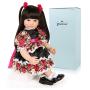 Realistic Reborn Baby Doll Silicone Vinyl Toddler Girl Back Long Hair Red and Black Princess Dress 24 Inches