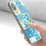 iPhone Xs Max Case, Soft TPU Slim-Fit Flexible Ultra-Thin Clear Case, Full-Body Rugged Bumper Print Blue Flower Case for iPhone Xs Max, Transparent