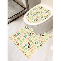 AuraiseHome Bathroom Toilet seat Sticker Decal Kitchenware Seat Sticker Decor 2-Piece Set