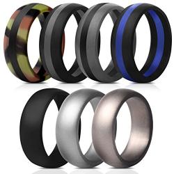 Saco Band Mens Silicone Rings Wedding Bands - 7 Pack / 1 Ring