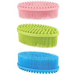 3 Pieces Exfoliating Silicone Body Scrubber Body Silicone Scrubber Brush Silicone Body Wash Scrubber for Skin Exfoliation, 3 Colors