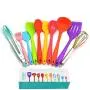 Seashore Color Silicone kitchenware 10 Sets of Environmental Non-Stick Cooking Shovel Spoon Tool Silicone Kitchen Set (Size : 10-Piece Set)