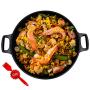 YICHA Kitchenware Restaurant Grade Non-stick Paella Pan 16-inch With Compound Bottom, Bonus 1x Silicon Brush, Black