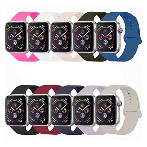 YANCH Compatible with for Apple Watch Band 38mm 42mm 40mm 44mm, Soft Silicone Sport Band Replacement Wrist Strap Compatible with for iWatch Series 4/3/2/1, Nike+,Sport,Edition