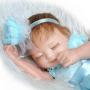 Pinky 26cm 10 inch Mini Hard Vinyl Silicone Full Body Reborn Baby Doll Realistic Newborn Dolls with Blue Dress Xmas Birthday Present