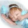 Pinky 26cm 10 inch Mini Hard Vinyl Silicone Full Body Reborn Baby Doll Realistic Newborn Dolls with Blue Dress Xmas Birthday Present