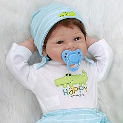 Yesteria Real Life Reborn Baby Dolls Boy 22 Inches Silicone Vinyl Look Real White Light Blue Outfit