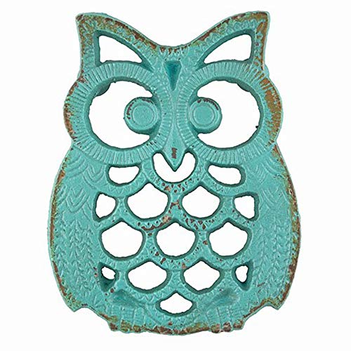 Blue Owl Iron Trivet Aqua Marine Teal Blue Kitchenware The Crabby Nook