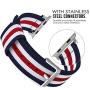 MoKo Compatible Band Replacement for Apple Watch 42mm 44mm Series 5/4/3/2/1, Fine Woven Nylon Adjustable Replacement Wristband Strap - Blue & White & Red (Not fit 38mm 40mm Versions)