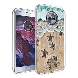 Moto X4 Case, Soft TPU Slim-Fit Flexible Ultra-Thin Clear Case, Full-Body Rugged Bumper Print Baby Turtle Case for Moto X4, Transparent