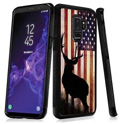 Samsung Galaxy S9 Case with American Flag Pattern Whimsical Design Bumper Black Soft TPU and PC Protection Anti-Slippery &Fingerprint Case for Samsung Galaxy S9