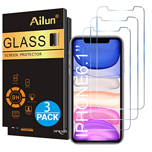 Ailun Glass Screen Protector for iPhone 11/iPhone XR 6.1 Inch 3 Pack Tempered Glass Screen Protector for Apple iPhone 11/iPhone XR 6.1 Inch Display Anti Scratch Advanced HD Clarity Work Most Case