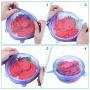 jooe Silicone stretch lids for food seal and bowl covers, 7 pack various size, round, blue