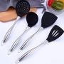 Kitchen Utensils, 304 Stainless Steel Kitchenware Set Silicone Cookware, Anti-Scalding Non-Stick Pot High Temperature Spoon Shovel Set, Kitchenware