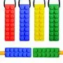 Sensory Chew Necklace for Boys and Girls with Autism, ADHD, SPD, Oral Motor Teething & Biting Needs - 2 Different Hardness Chewy Necklace and Pencil Topper Combo(6 Pack)