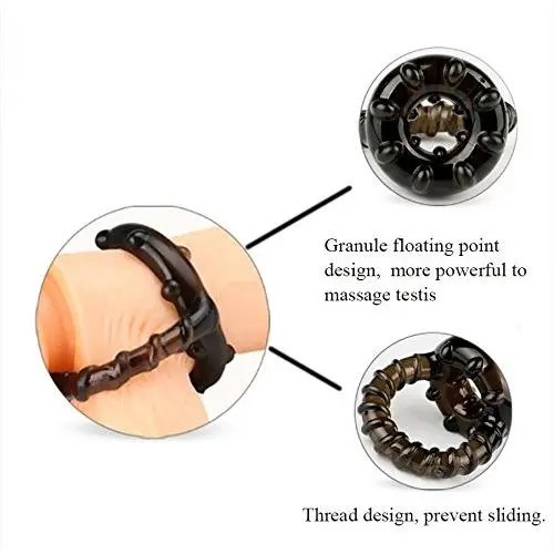 Dual Cock Ring Soft Silicone Time Delay Erection Cock Rings for Men Adult Penis Rings Thread Sex Toy Ring Penis Cockring (3PCS)