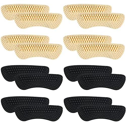 8 Pairs Silicone Heel Grips Heel Care Protector Grips Liners Loose Shoes Cushion Self-Adhesive Foot Prevent Rubbing/ Blisters/ Slip Out Heel Cushions, 4 Sizes (Yellow, Black)