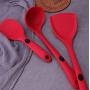 Silicone Kitchenware Heat Resistant Set - 5 Pcs Cooking Tools Cookware Utensils Kitchen Accessories Turner Colander Filter Soup Spoon Red