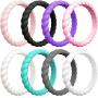 ThunderFit Womens Thin Swivel Rings, 10 Rings / 8 Rings / 4 Rings / 1 Ring - Stackable Silicone Wedding Rings - 2.5mm Wide - 2mm Thick