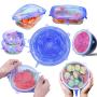 jooe Silicone stretch lids for food seal and bowl covers, 7 pack various size, round, blue