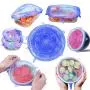 jooe Silicone stretch lids for food seal and bowl covers, 7 pack various size, round, blue