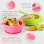 Best Baby Suction Silicone Bowl Set Includes Soft Silicone Spoon + Lid BPA Free (Pink Bowl)