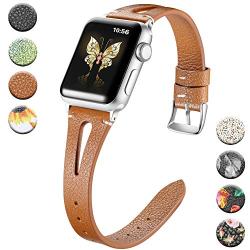 Haveda Leather Bands Compatible for Apple Watch 40mm 38mm 44mm 42mm, iWatch Series 5, Series4, Series 3/2/1, Women Printed Apple Watch 38mm Band Slim Feminine Breathable Floral Wristband