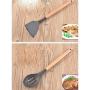 Silicone Kitchenware Set Of 8 Cooking Spoon Shovel Wooden Handle Spatula Kitchen Set