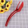 Hemoton Grip and Flip Tongs Spatula 2 in 1 Cooking Turner Silicone Kitchen Spatula for Steak Omelette Pancake Egg Frying Red