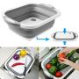 QiMH Collapsible Cutting Board with Colander - Foldable Multi-function Kitchen Plastic Silicone Dish Tub - Washing and Draining Veggies Fruits Food Grade Sink Storage Basket