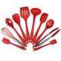 Kitchen Cooking Utensils Set,ATELL 10 Pcs Nonstick Silicone Heat Resistant Kitchenware Silicone Kitchen Spatula Set (Red)