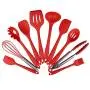 Kitchen Cooking Utensils Set,ATELL 10 Pcs Nonstick Silicone Heat Resistant Kitchenware Silicone Kitchen Spatula Set (Red)