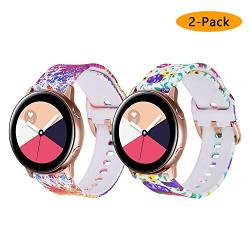 Koreda Compatible Samsung Galaxy Watch Active Bands/Galaxy Watch 42mm/Gear Sport Bands Sets, 20mm Soft Floral Print Sport Watch Strap Replacement Compatible Galaxy Watch Active 40mm R500 (2 Pack#1)