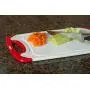 CC Boards 3-Piece Nonslip Cutting Board Set: Red and white plastic kitchen carving boards, each with juice groove and nonskid handle; dishwasher safe