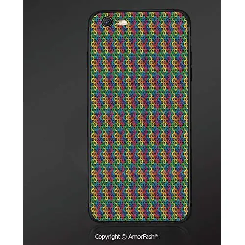 Printing Compatible with Apple iPhone 6/iPhone 6S,4.7",Anti-Scratch Back,Abstract,Rainbow Colored Twisted Lines Around Dots Surreal Expressionist Illustration Print,Multicolor