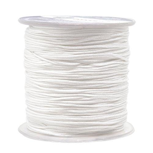 Mandala Crafts Nylon Satin Cord, Rattail Trim Thread for Chinese Knotting, Kumihimo, Beading, Macramé, Jewelry Making, Sewing (1mm, 109 Yards, White)