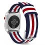 MoKo Compatible Band Replacement for Apple Watch 42mm 44mm Series 5/4/3/2/1, Fine Woven Nylon Adjustable Replacement Wristband Strap - Blue & White & Red (Not fit 38mm 40mm Versions)