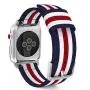 MoKo Compatible Band Replacement for Apple Watch 42mm 44mm Series 5/4/3/2/1, Fine Woven Nylon Adjustable Replacement Wristband Strap - Blue & White & Red (Not fit 38mm 40mm Versions)