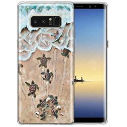 Samsung Galaxy Note 8 Case, Soft TPU Slim-Fit Flexible Ultra-Thin Clear Case, Full-Body Rugged Bumper Print Baby Turtle Case for Samsung Galaxy Note 8, Transparent