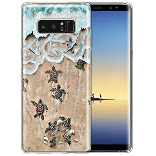 Samsung Galaxy Note 8 Case, Soft TPU Slim-Fit Flexible Ultra-Thin Clear Case, Full-Body Rugged Bumper Print Baby Turtle Case for Samsung Galaxy Note 8, Transparent