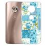 Moto G6 Case, Soft TPU Slim-Fit Flexible Ultra-Thin Clear Case, Full-Body Rugged Bumper Print Blue Flower Case for Moto G6, Transparent