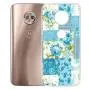 Moto G6 Case, Soft TPU Slim-Fit Flexible Ultra-Thin Clear Case, Full-Body Rugged Bumper Print Blue Flower Case for Moto G6, Transparent