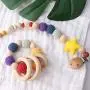 Lets Make 2pc Baby Pacifier Clip Wooden Rattle Bracelet Set Newborn Shower Gift