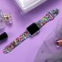 KOLEK Floral Bands Compatible with Apple Watch 42mm 44mm, Silicone Fadeless Pattern Printed Replacement Bands for iWatch Series 4 3 2 1, Colorful Jellyfish, M, L