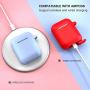 AirPods Case, Silicone Cover with U Shape Carabiner,360°Protective,Dust-Proof,Super Skin Silicone Compatible with Apple AirPods 1st/2nd (Red)